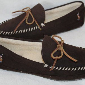POLO RALPH‎ LAUREN MEN'S MICROSUEDE SLIPPERS BROWN